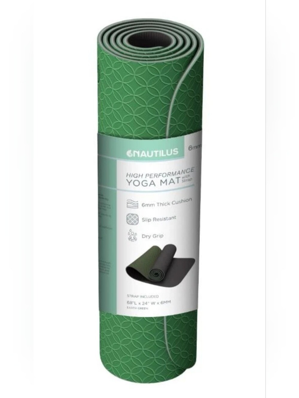 Nautilus Earth Green Yoga Mat - Textured Non-Slip Surface